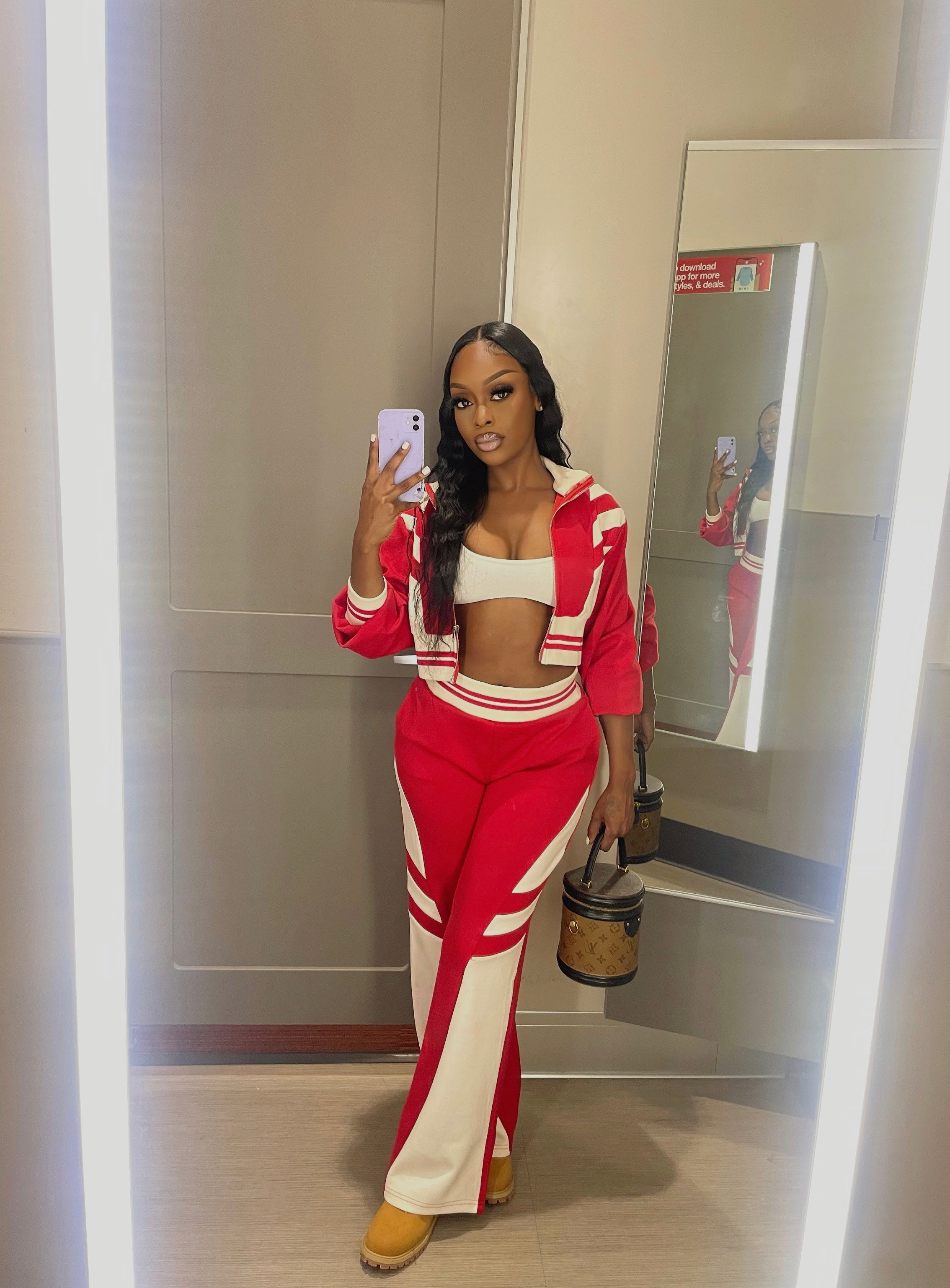 Stripes Tracksuit Red